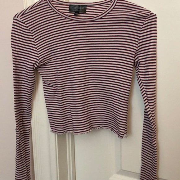 TopShop striped long sleeve with lettuce trim - Picture 3 of 4